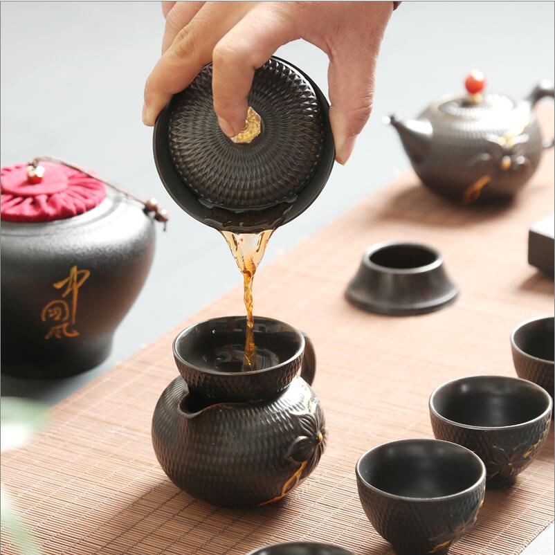 7pcs/10pcs lot Yixing tea set purple ceramic teapot wedding set of tea cups solid wood tea tray tea ceremony on