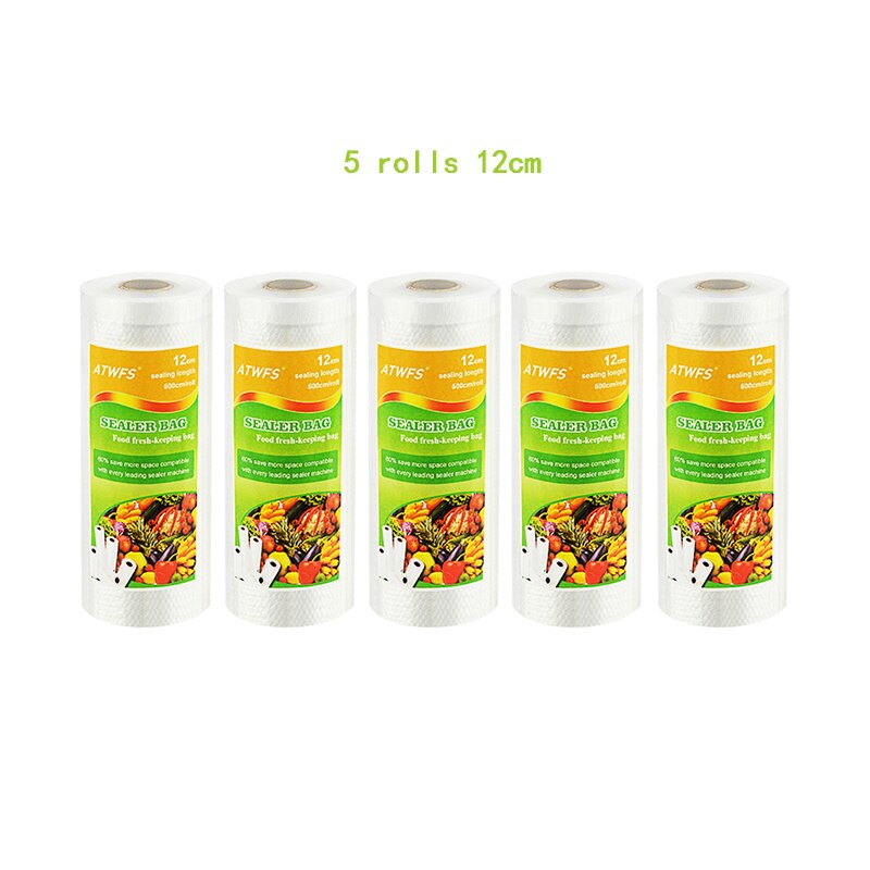 Sacs sous vide ATWFS sacs sous vide de cuisine sacs sous vide de stockage pour emballage alimentaire rouleaux 12/17/20/25/28cm * 500cm: 12cm 5 rolls