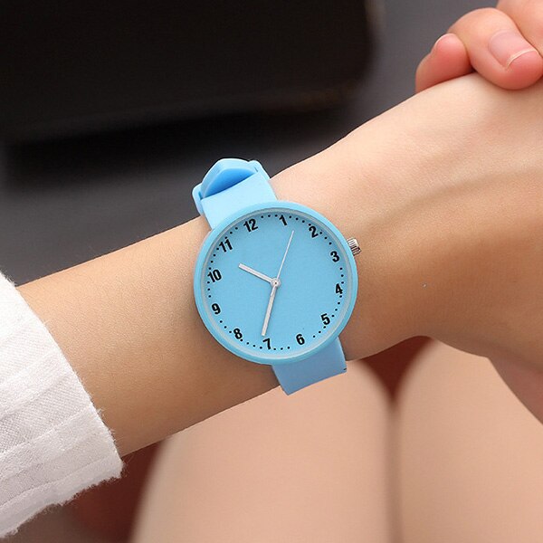 Silicone Polshorloge Vrouwen Horloges Dames Top Quartz Horloge Voor Vrouw Klok Vrouwelijke Uur Relog Montre Femme: blue  small numerals