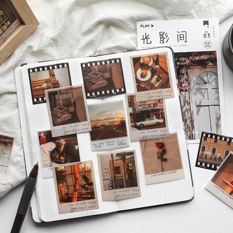 40 stk/pakning vintage ins foto himmel pvc klistremerker pakke diy dagbok dekorasjon klistremerke scrapbooking multistyle himmel dyrefoto