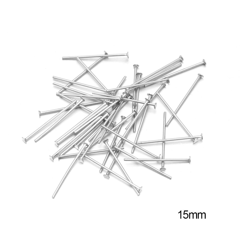 100/50 Uds. Cabezas de acero inoxidable, alfiler de cabeza plana, alfileres de cabeza de bola de Color dorado para accesorios de joyería DIY: Plata