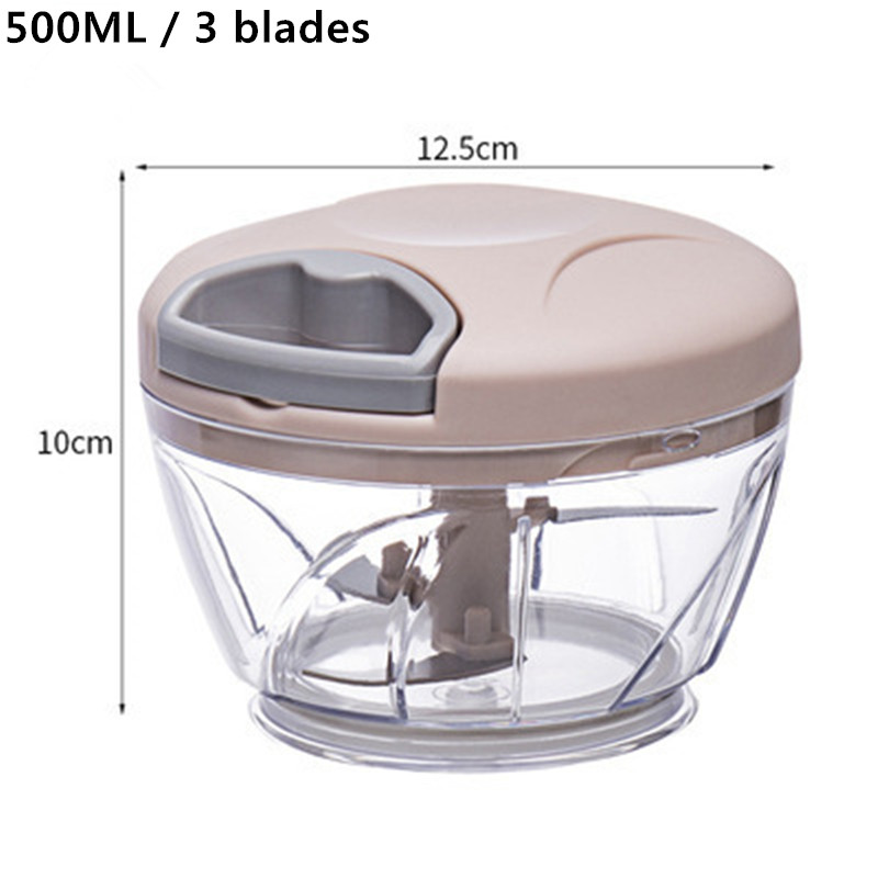 500/900ML Manual Meat Mincer Garlic Chopper Hand Pull Press Crusher Vegetable Grinder Chili Onion Cutter Kitchen Cooking Tools:  Light Yellow