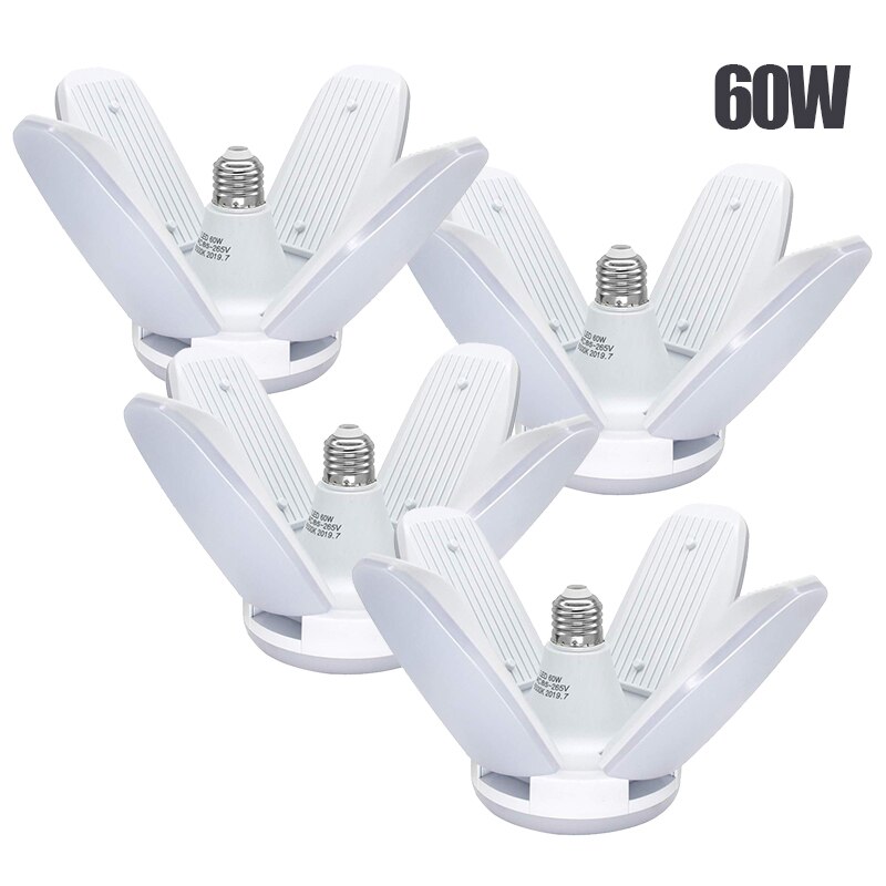 Erittäin kirkas teollisuusvalaistus 60w e27 led-tuuletinta autotallin valossa 6000lm led-korkea laakerinlehtilamppu työpajan energiavalaistukseen: Lämmin keltainen / Lämmin valkoinen