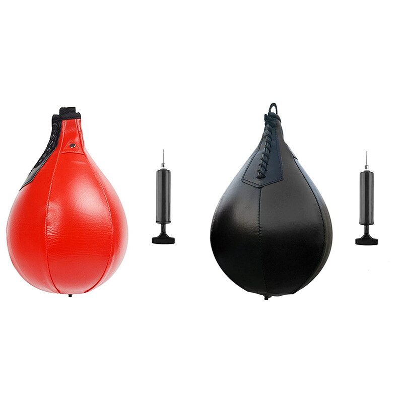 Boxing Speed Bag Swivel Set With Black Leather Punching Ball &amp; Pump-Speed Ball Boxing Punching Bag