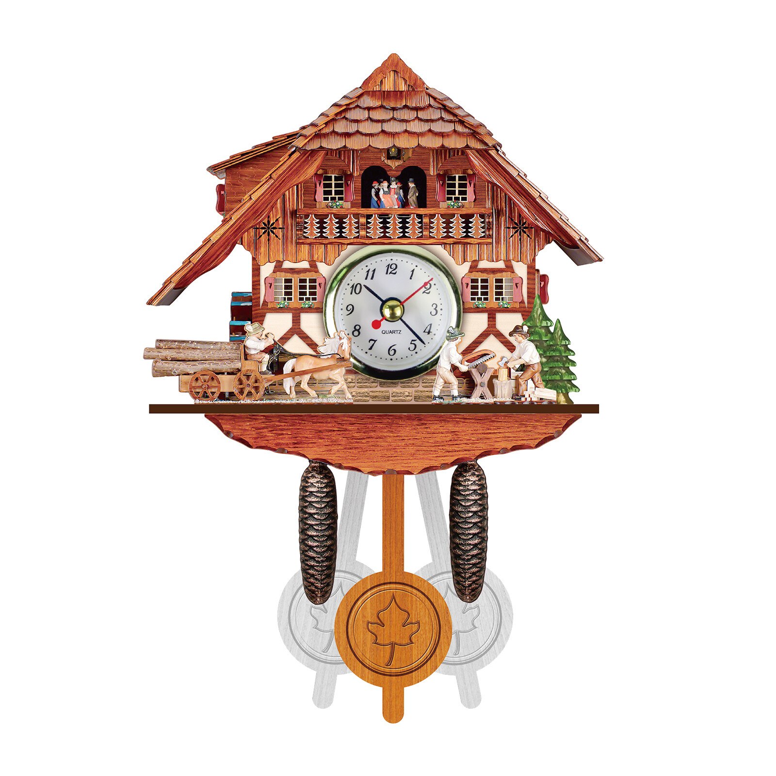40# Antique Wooden Cuckoo Wall Clock Digital Bird Time Bell Swing Alarm Watch Wall Clock Home Art Decoration: Default Title