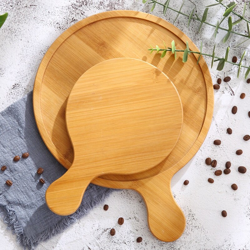 Bamboo Wooden Round Pizza Tray Cafe Dessert Pizza Tray Baking Pizza Tray