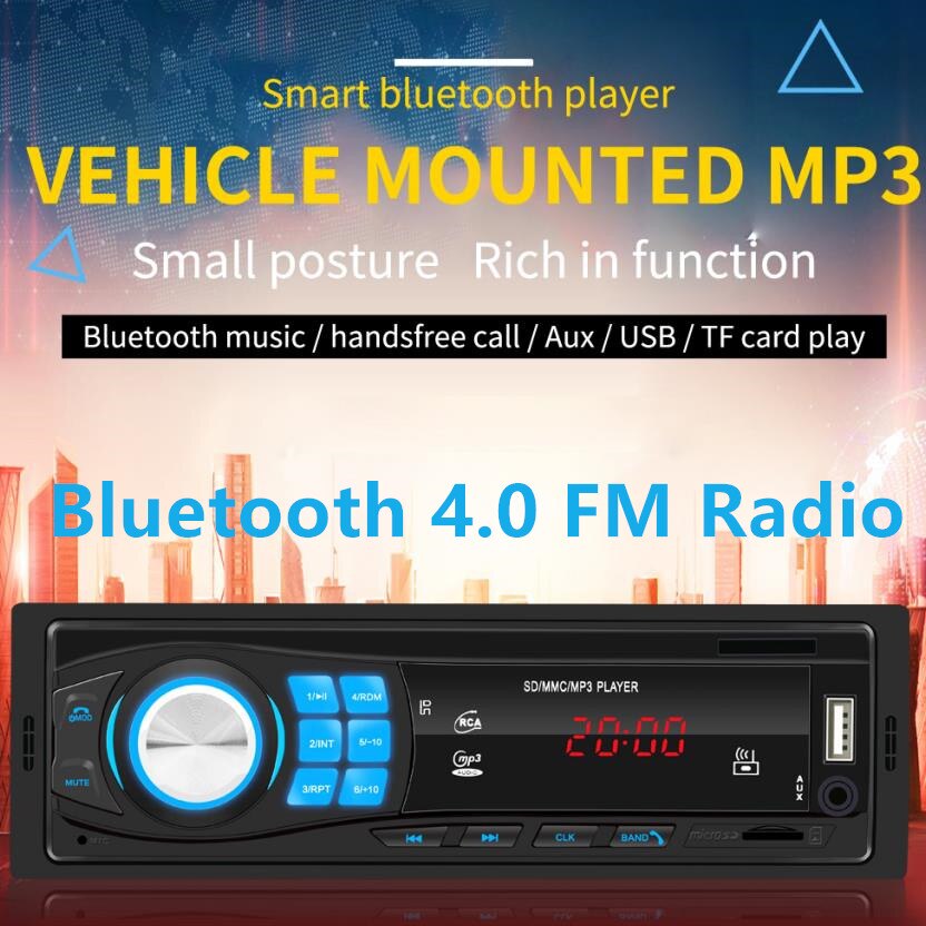 1DIN In-Dash Car Radio Bluetooth Stereo Digital Audio Music Mp3 Player 12V FM Radio USB/AUX-IN Remote Control 45W TF U-disk