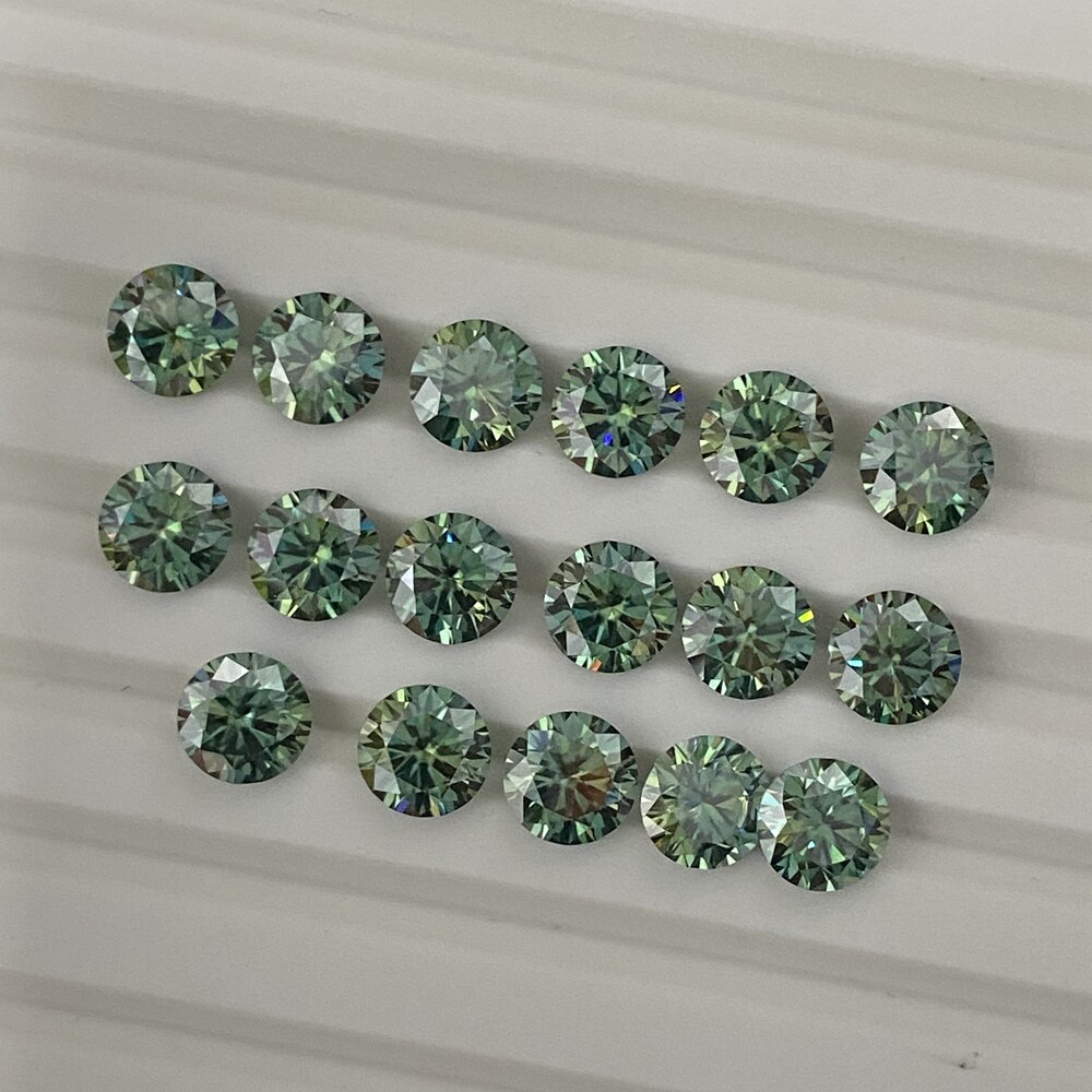 Meisidian 2 Carat 8Mm Ronde Groen Blauw Moissanite Diamond Pirce Per Karaat