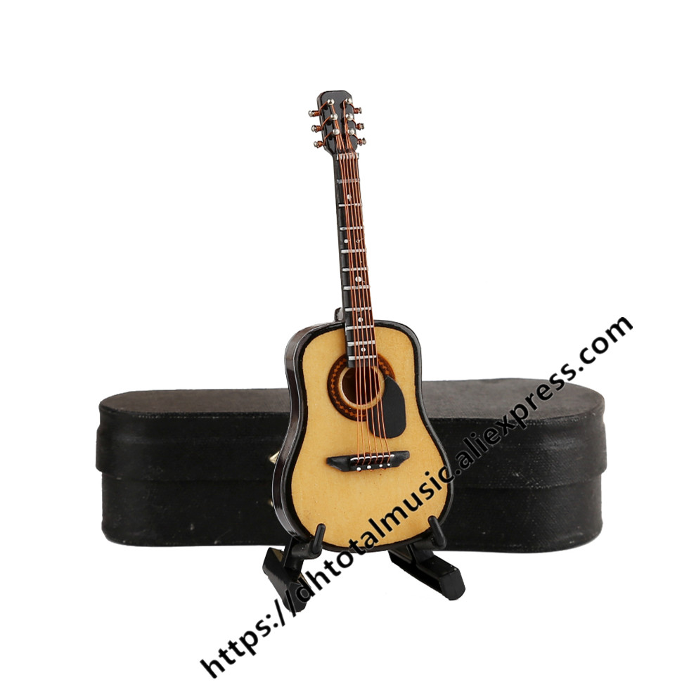Mini guitare Miniature modèle guitare électrique modèle B Miniature en bois Mini Instrument de musique modèle Collection: Guitar D-10cm
