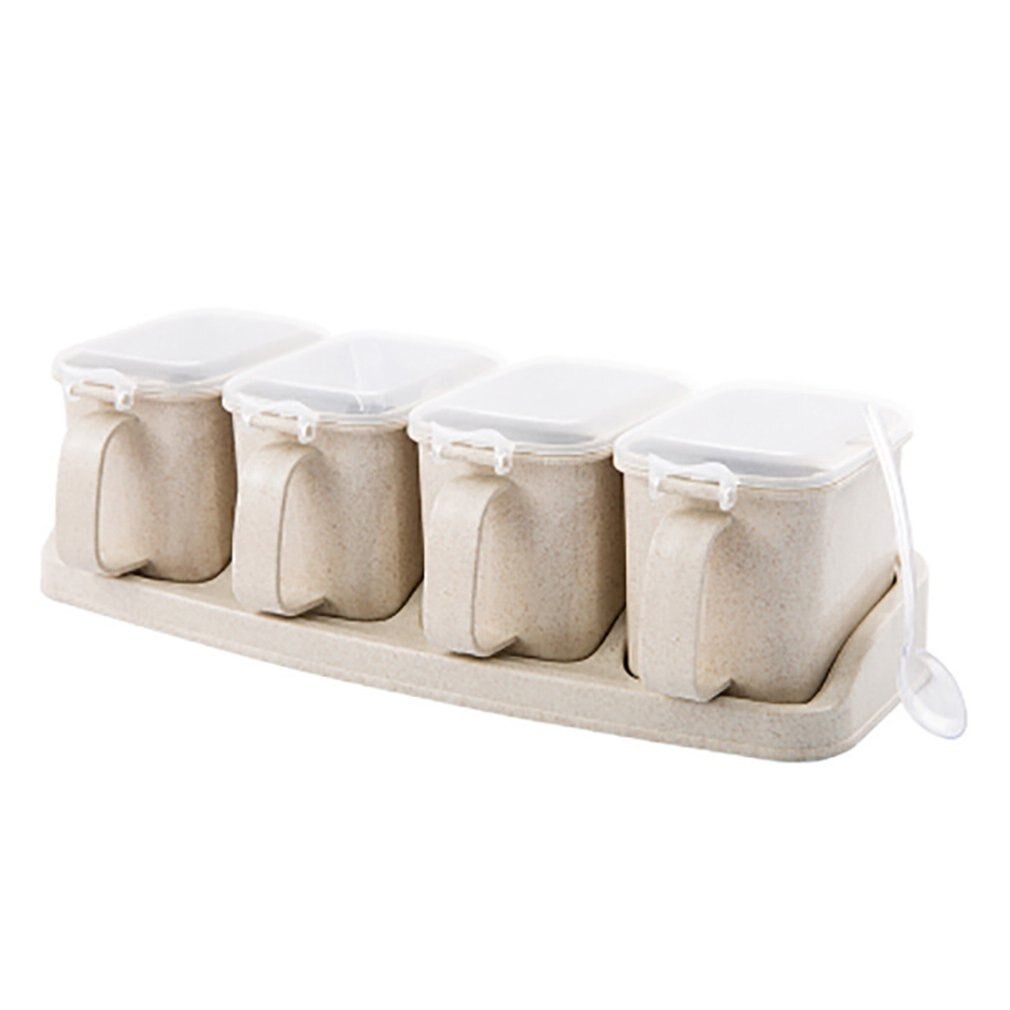 4 lager nordisk stil flera lager kryddkruka med handtag sockerpeppar saltburkar kryddförvaringsbehållare köksredskap 2 färg: 4 lager beige
