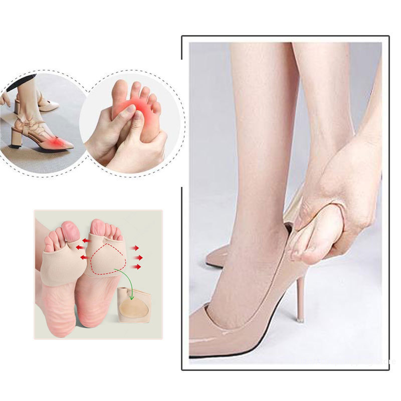 Forefoot Pain Relief Shoe Pads Ball of Foot Cushions for Hallux Valgus Corrector Socks Silicone Gel Half Insoles for Metatarsal
