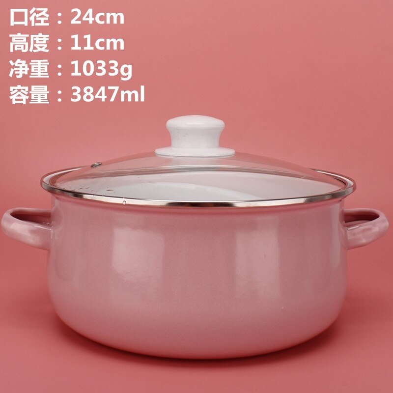 Pink Kitchen Soup Pot Cooking Food Prefered Small Ramen Stock Pot Noodle Cute Glass Lid Pote Mantimentos Pot Groceries OB50DG: 24cm Style 2