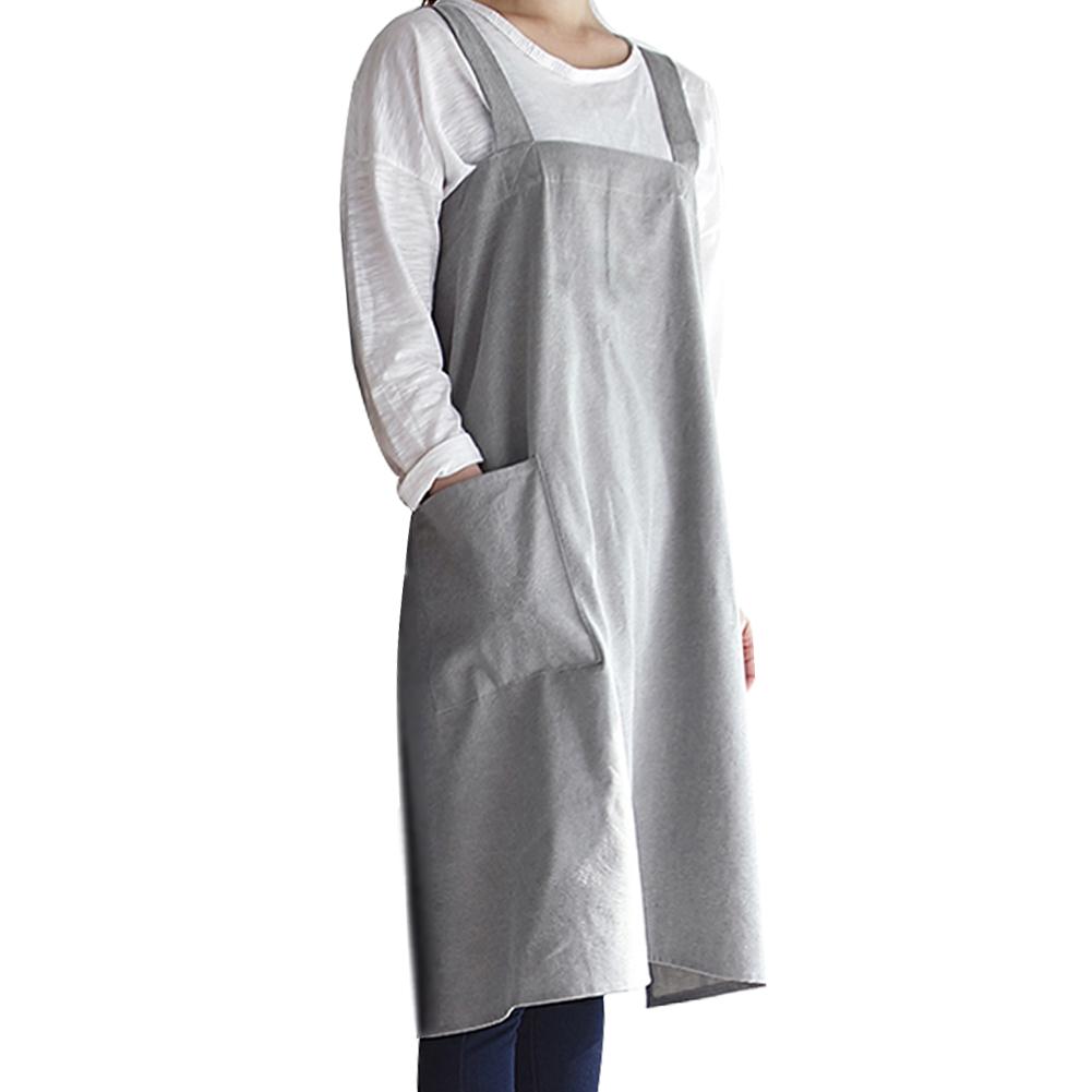 Universele Schort Nordic Japanse Stijl Eenvoudige Koreaanse Katoen Werk Schort Keuken Bloem Winkel Anti-Vuile Schort: Grey