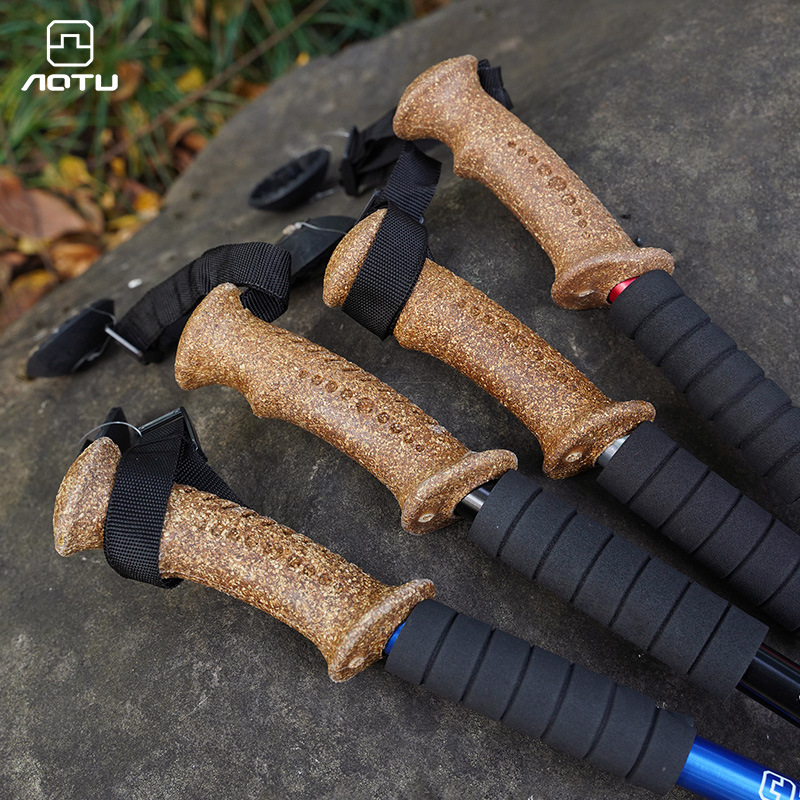 Ultraleichter, teleskopierbarer wanderstock aus aluminiumlegierung mit weichem griff, 3