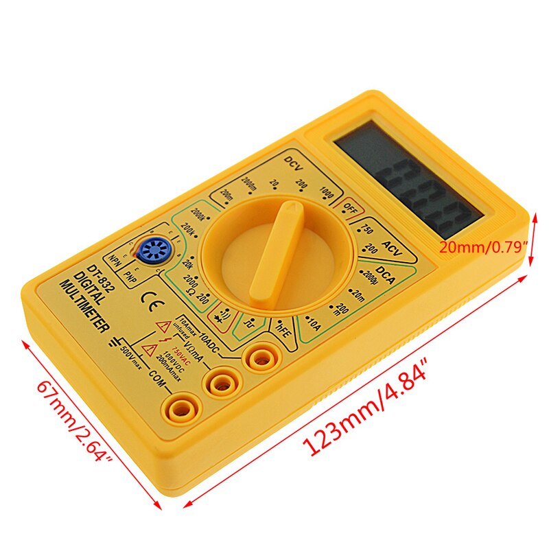 DT832 Digital Multimeter LCD DC AC Voltmeter Ammeter Ohm Tester