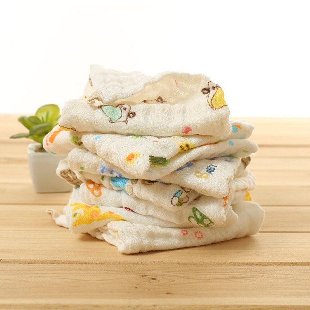 Serviette mouchoir en coton pour bébé | 10 pièces, Double couche, serviette douce en gaze, serviette de lavage de bain, draps et chiffons pour bébés, accessoire