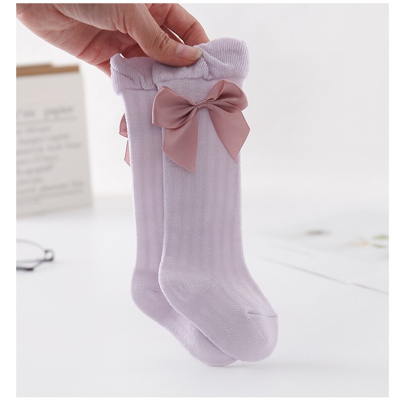 Baby Kousen Strik Katoenen Sokken Ademend Lange Buis Sokken Voor 0-3 Jaar Meisjes