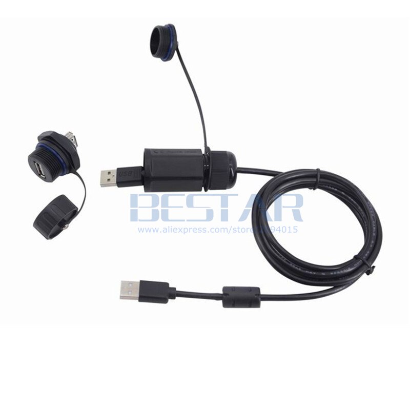 USB 2.0 Data Connector Waterproof Aviation Plug Socket 1M 1.5M 3M Line USB M25 Female Water Proof Extension Cable 3ft 5ft 10ft
