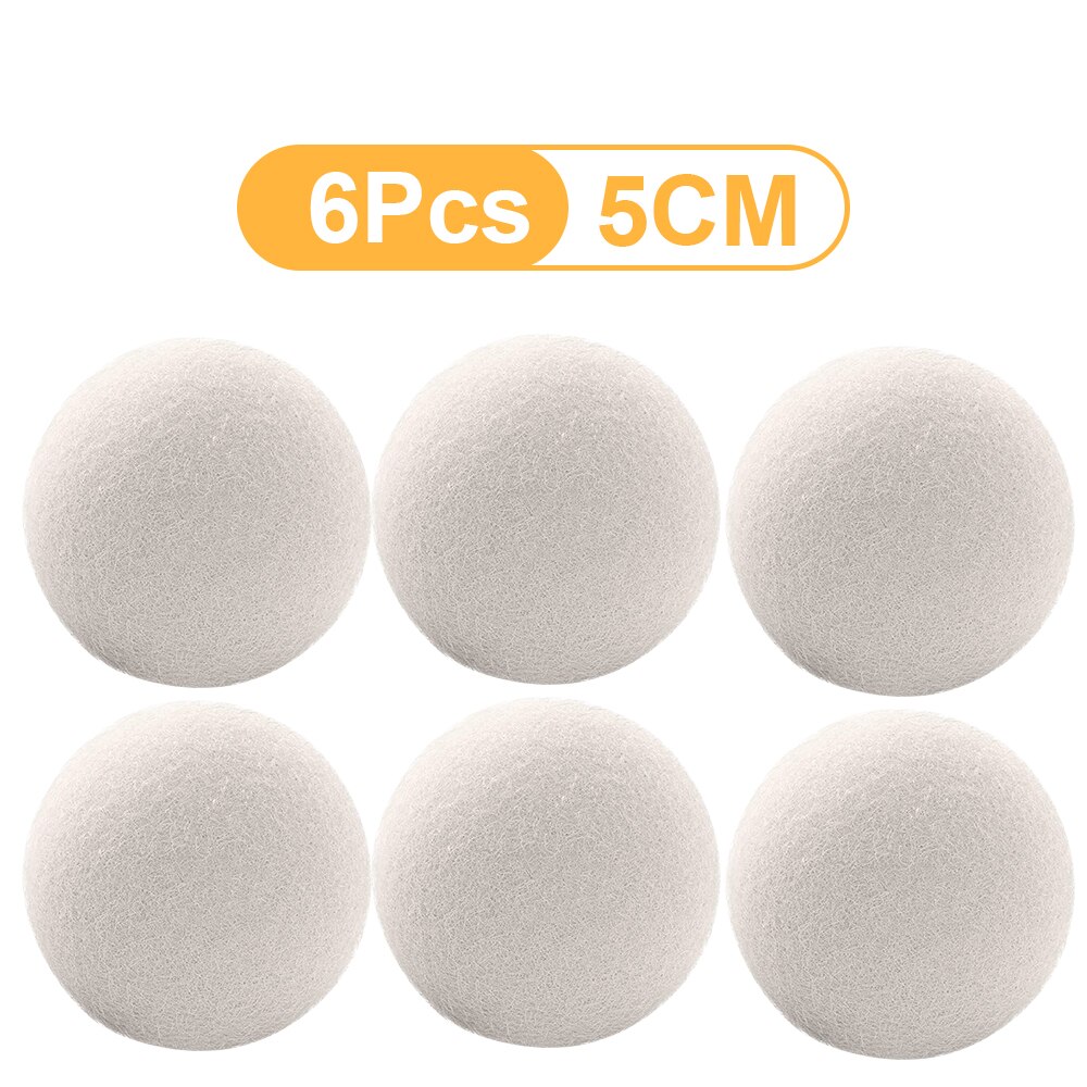 Herbruikbare Wol Droger Ballen Natuurlijke Stof Wasserij Bal 3/4/5Cm Thuis Wassen Ballen Wasmachine Accessoires wasdroger Tool: 6 Pcs 5cm