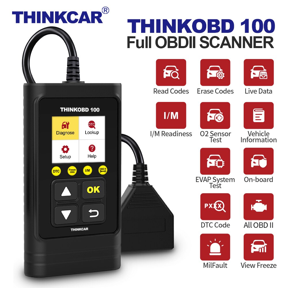 THINKCAR THINKOBD100 DIY OBD2 Code Reader Scanner OBD 2 Full Car Diagnostic Scanner Turn Off Engine Light OBDII Automotive Tools