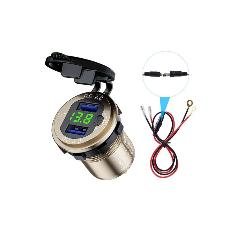 12V 24V Aluminium Waterdichte Dual QC3.0 Usb Fast Charger Stopcontact Led Voltmeter Schakelaar Kabel Voor Auto Marine truck Suv
