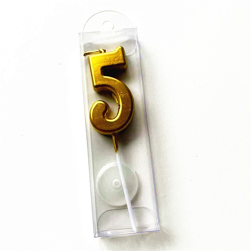 Gold Number 0-9 Happy Birthday Cake Candles Cake Top Decorating Tools Decor Candles DIY Wedding Home Party Decor Number Candle: 5