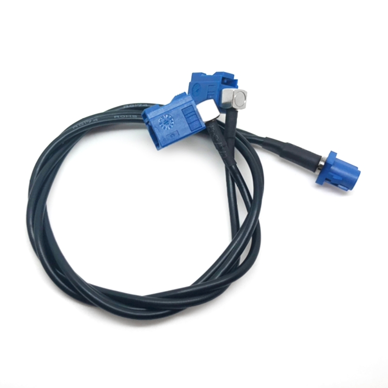 Fakra C maschio doppio Fakra C femmina angolo retto tipo Y cavo splitter RG174 estensione antenna GPS per auto spirale