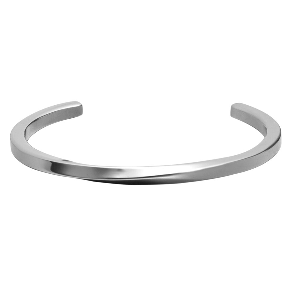 Eenvoudige Classic Bangle Roestvrij Stalen Armband Mannen Gouden Armbanden Zwarte Manchet Bangle Voor Vrouwen Type C Twisted Bangle Sieraden: Silver