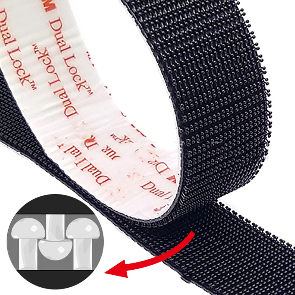 Sort selvklæbende tape syning sidet klæbende velcrolukning velcro svampe selvklæbende stof dobbelt fastgørelsestape dual lock dual-si: 50cm