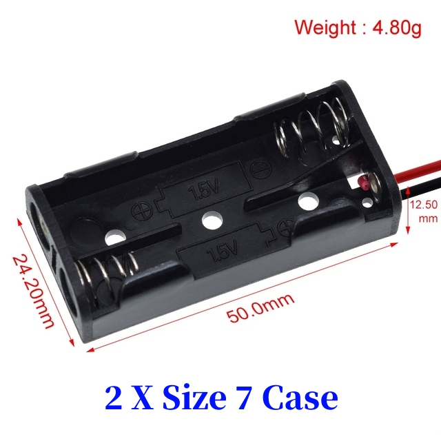 Caja de soporte de batería AA/18650 de tamaño estándar de plástico negro con cable de plomo 3,7 V/1,5 V Clip: Rojo coral