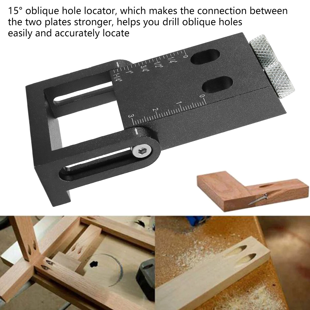 Pocket Hole Jig Kit 15-Degree Angle Drill Guide Woodworking Drill Angle Guide Hole Puncher Locator Jig Oblique Hole Holder Kit