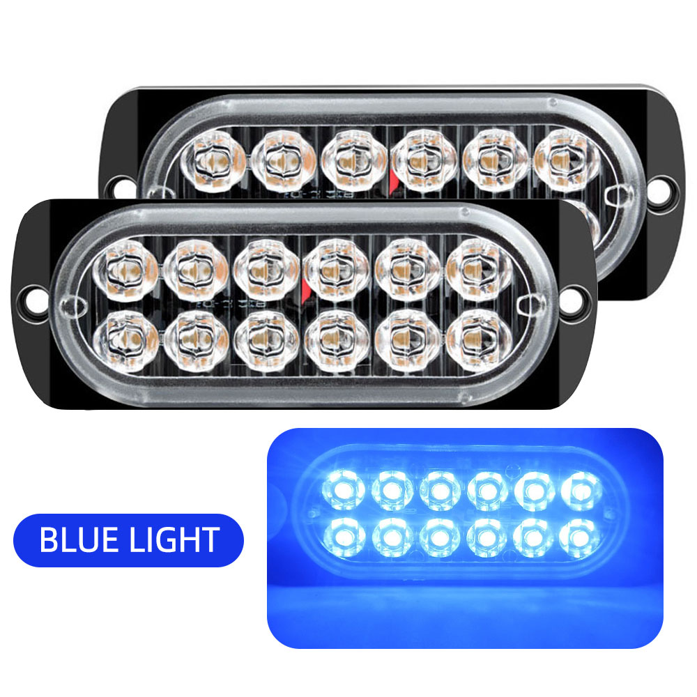 Luz de advertencia de coche de 12LED, luz de emergencia de avería, lámpara de baliza de remolque de camión, luz lateral LED ámbar de 12V para accesorios de coches KO: Azul oscuro