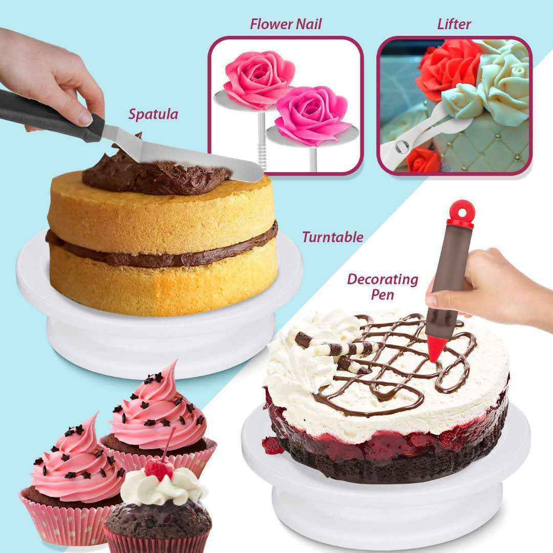 Cake Decorating Tools Cake Turntable Kit Rotary Table Baking Tool Piping Nozzle Piping Bag Baking Supplies 137pcs