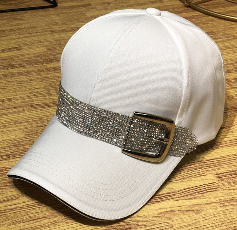rhinestone belt baseball hat cool spring summer autumn hat solid color crystal baseball hat