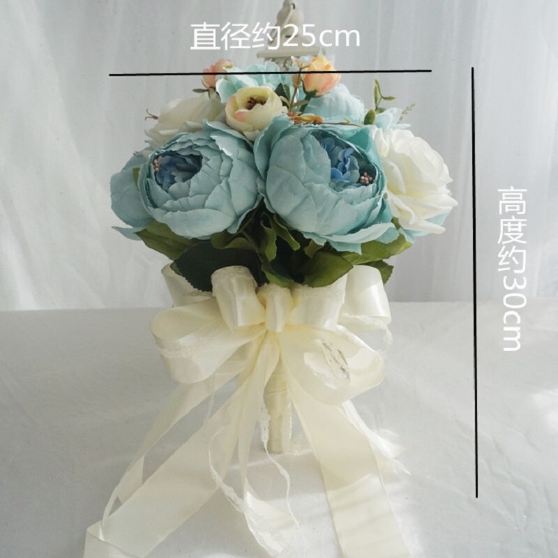 Pivoine bleue Bouquets de mariée Rose vraie touche femmes mariage fleur artificielle Bouquet Studio Photo Simulation tenant des fleurs