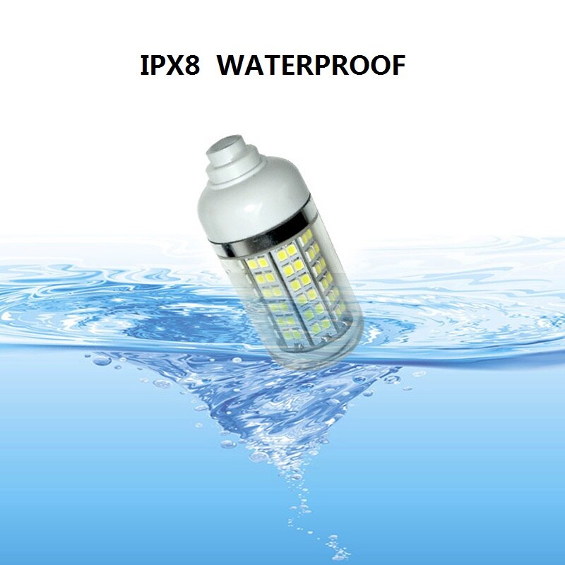 12v 15w ledd nedsenkbar under vann ipx 8 vanntett nattfiske lysbåtlampe utendørs tiltrekker reker blekksprut krill