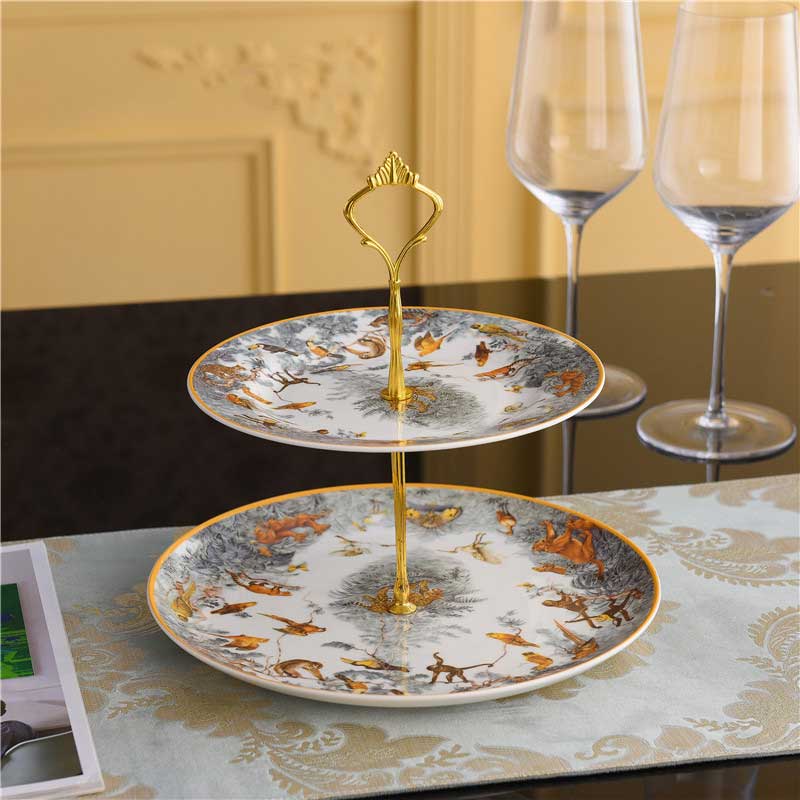 Porcelaine de luxe équatoriale Jungle assiette céramique animaux plats à collectionner vaisselle tigre tasse gâteau support plateau Europe décor à la maison