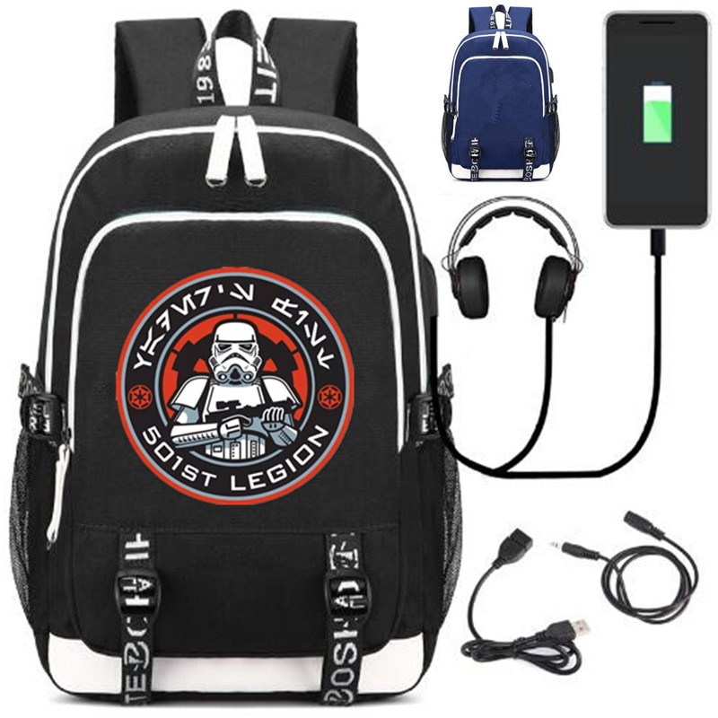 Star War Rucksack Backpack Fans Bag W/ USB Port / Lock Headphone Travel Laptop Student School Bags