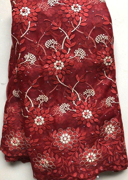 Tissu africain de dentelle de filet, tissu nigérian de de dentelle de mariage 5Yards pierres dentelle française de Tulle YLL4865