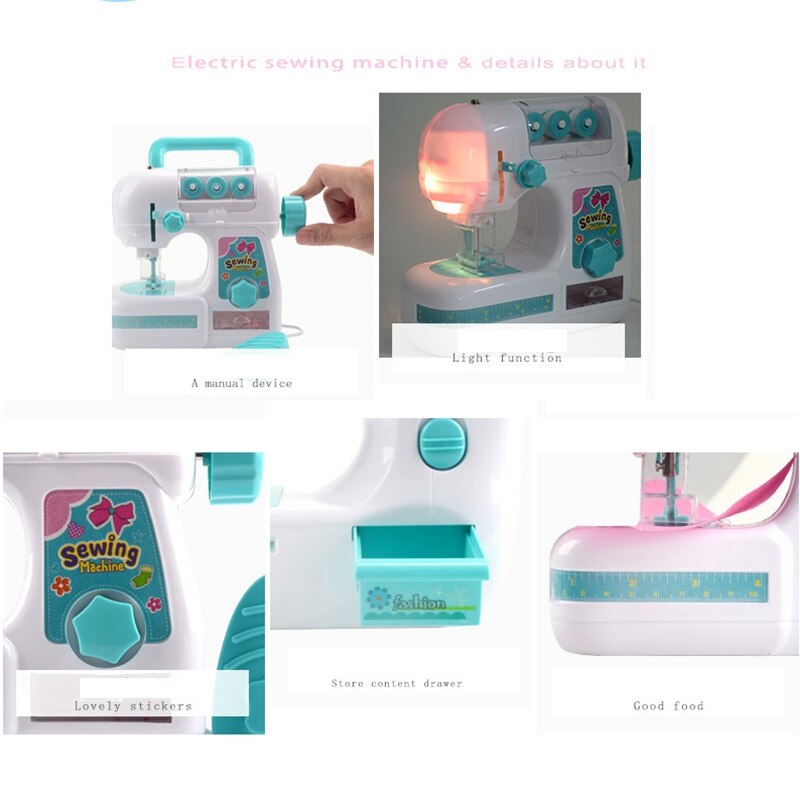 Mini máquina de coser eléctrica para niños Kit de estilo de costura de tamaño mediano para manualidades, juguete de simulación interesante para niños
