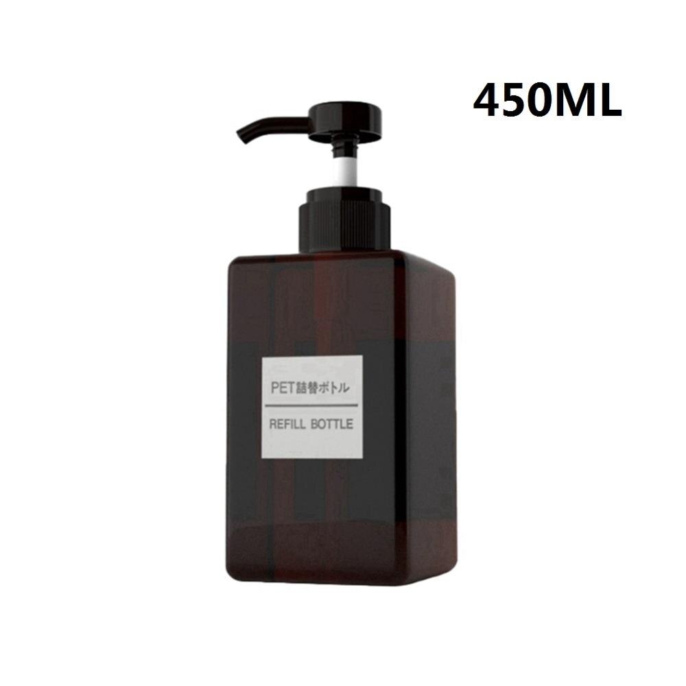 krem flaske firkantet trykk plastflaske sjampo ansiktsvask flaske tom pumpebeholder gjenfyllbare flasker: Brun -450ml