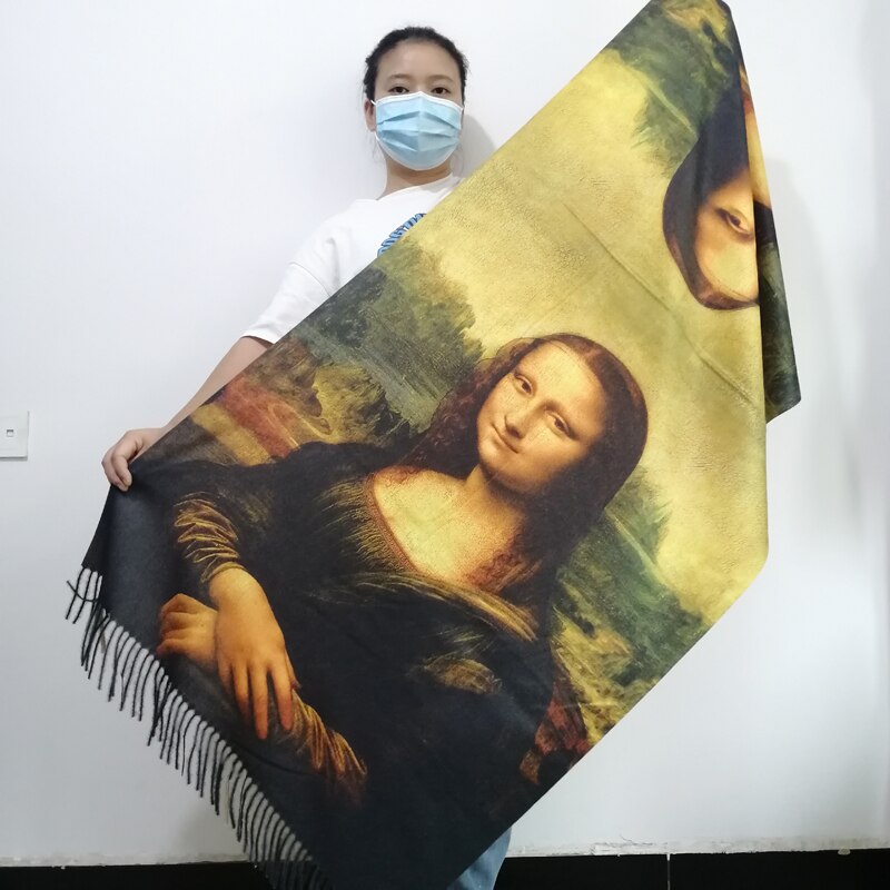 Da Vinci Olieverf Kasjmier Sjaal Vrouwen Mona Lisa Print Pashmina Shawl Winter Warm Stole Luxe Zachte Deken Sjaals: Default Title