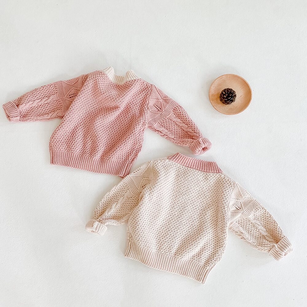 Suéter de Color liso para niñas, abrigo, Otoño Invierno , para niños pequeños, cárdigan de punto para bebés, suéter, prendas de vestir S11130