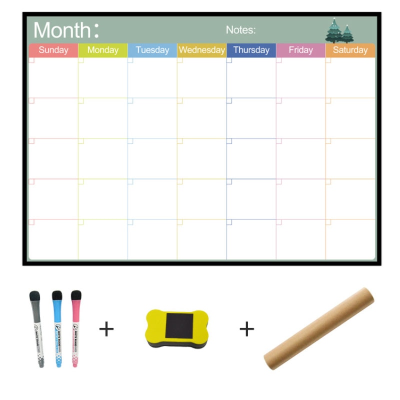 A3 Whiteboard Monthly Planner Magnetic Message Board for School Bulletin Memo Boards Fridge Magnet Calendar Daily Planner