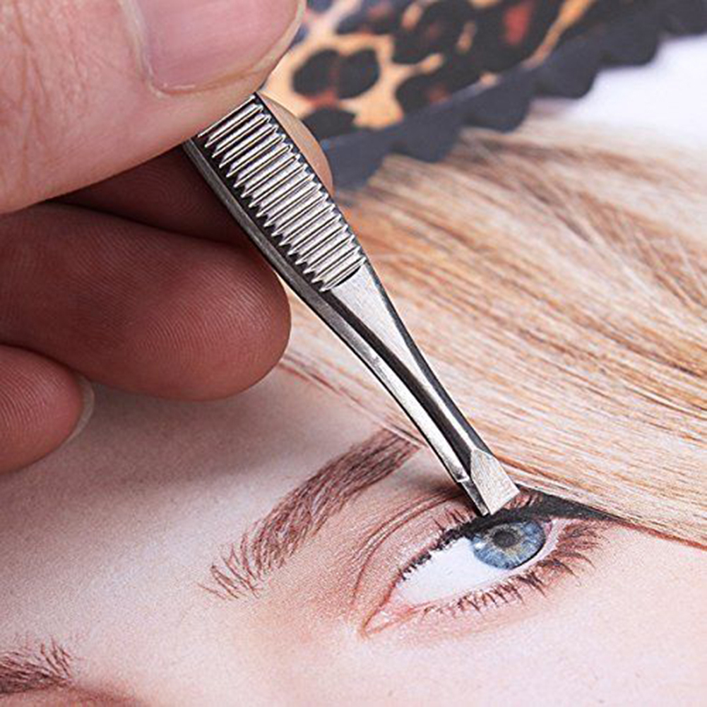 Pinzas de acero inoxidable para cejas, herramienta de belleza para depilación de precisión, 5 uds.