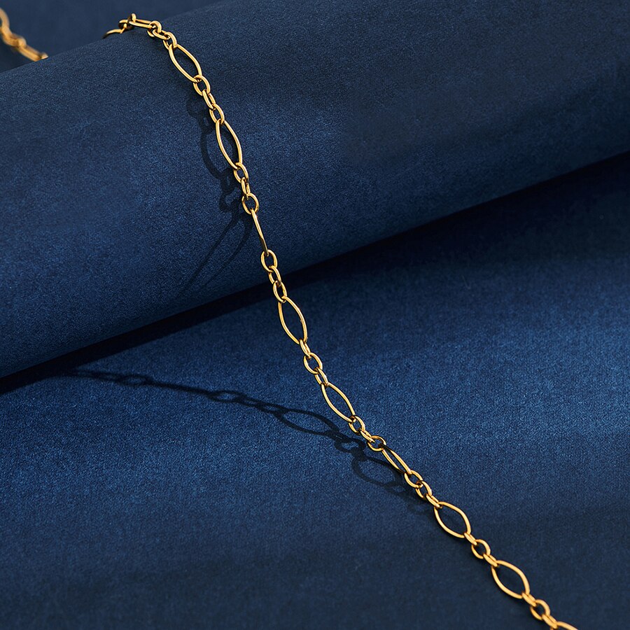 Collana a catena con anello in acciaio inossidabile da 3.5mm per donna e uomo colore oro e argento lunghezza 14 "-30": Gold Color / 20 inches  51cm