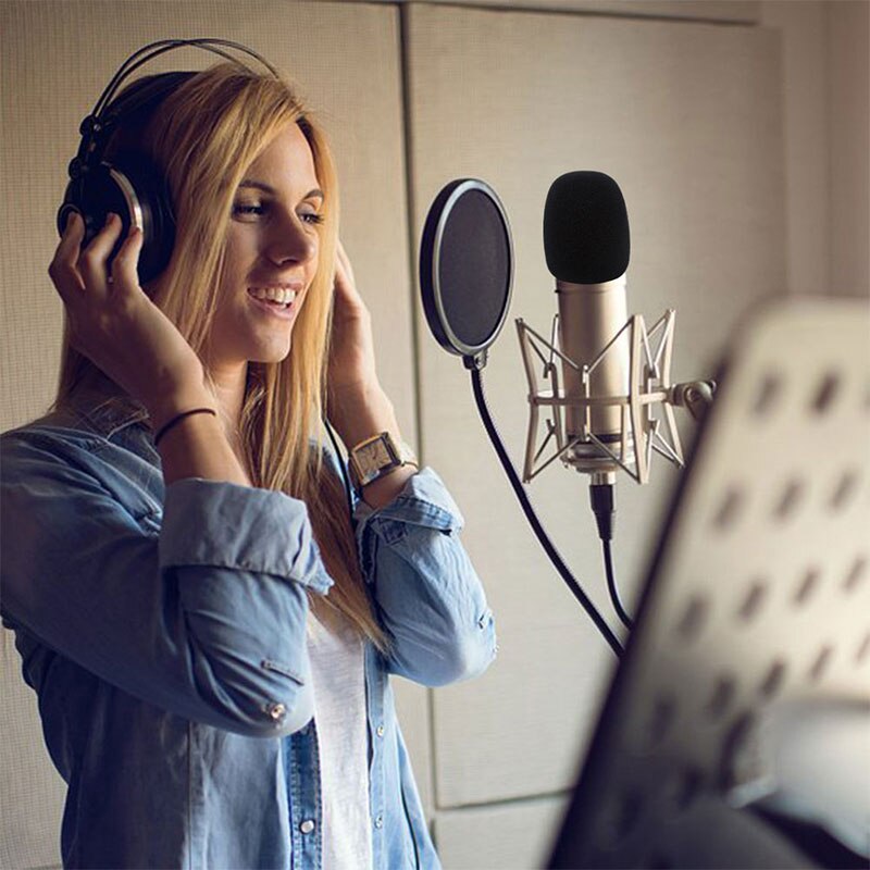 1pc Schwarz Mikrofon Schaum Schwamm Windschutz Mic Abdeckung Für Kondensator Mikrofone Windschutz Pop Filter Verhindern spritzen