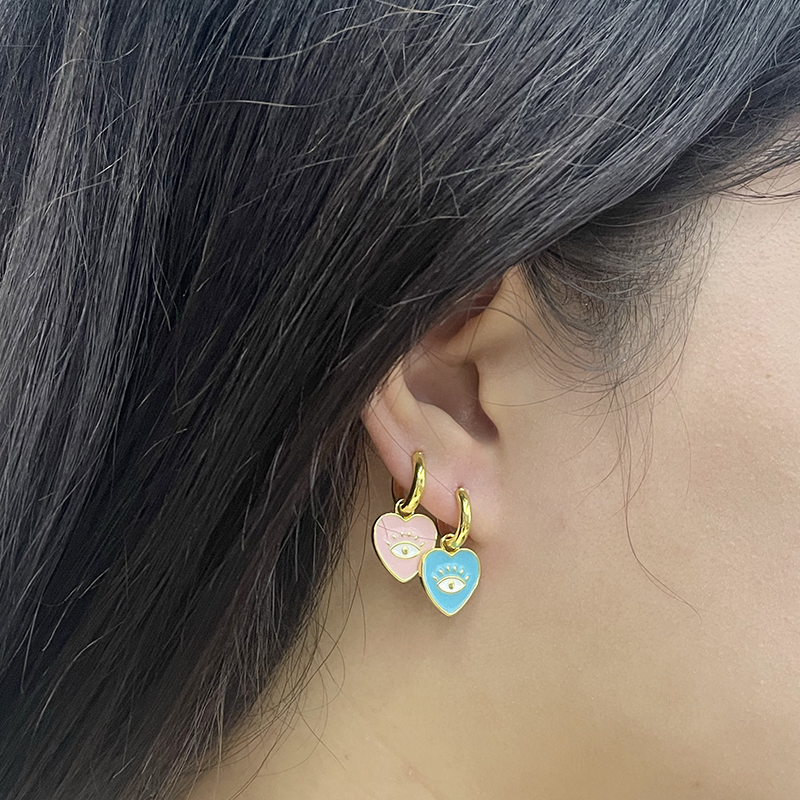 Pendientes Oorbellen Zilver Kleurrijke Enamel Cross Liefde Sleutel Hoop Earring Voor Vrouwen Wedding Charms Oorbellen Jewerly