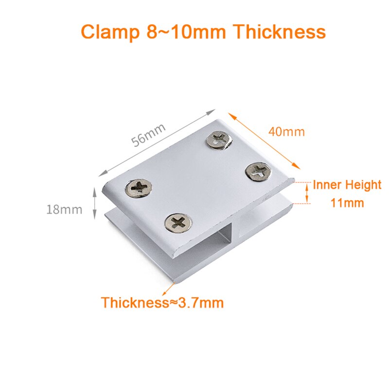 Brand 8PCS Aluminum Alloy 2 Way Glass Clamps Clips 180 Degree Acrylic Board Frame Glass Fixed Brackets Connectors for 5~20mm