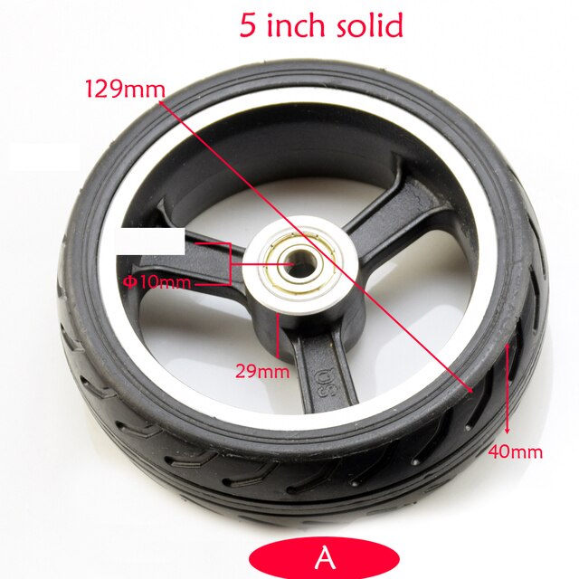 Roue avant universelle pour trottinette électrique, 5 pouces, 6 pouces, 6x2, avec roulement, solide, gonflable, 8/10mm, trou d&#39;essieu, chariot: A 10MM